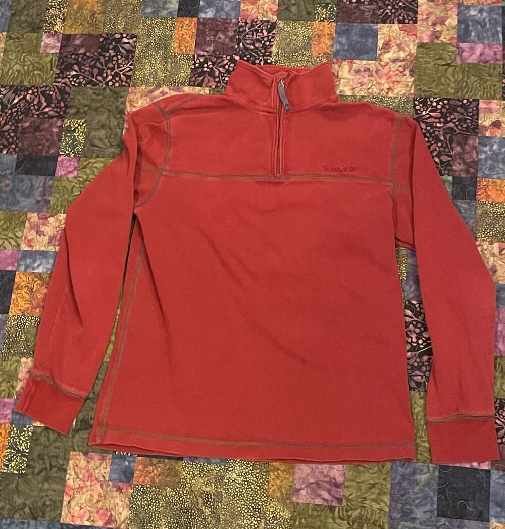 Timberland Men's Red Fleece Quarter-Zip Pullover Sweater